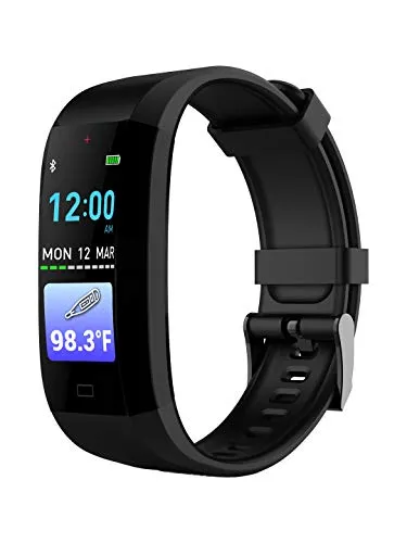 GOQii Smart Vital Fitness 3.0 Body Temperature and Body Composition Monitor Fitness Band/ Smartwatch with 3 Months Personal Coaching (Black)