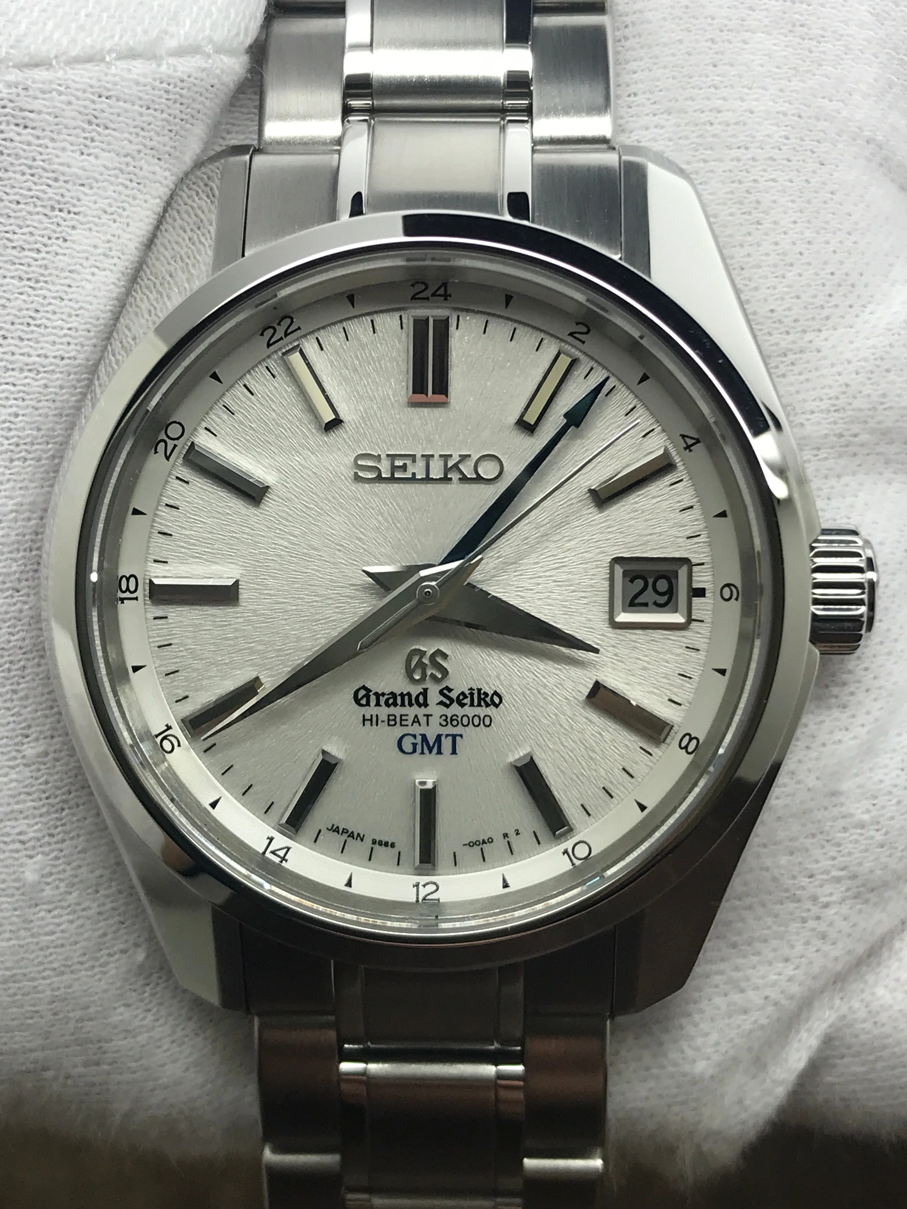 Grand Seiko Hi-Beat GMT SBGJ001 Silver Dial Automatic Men's Watch