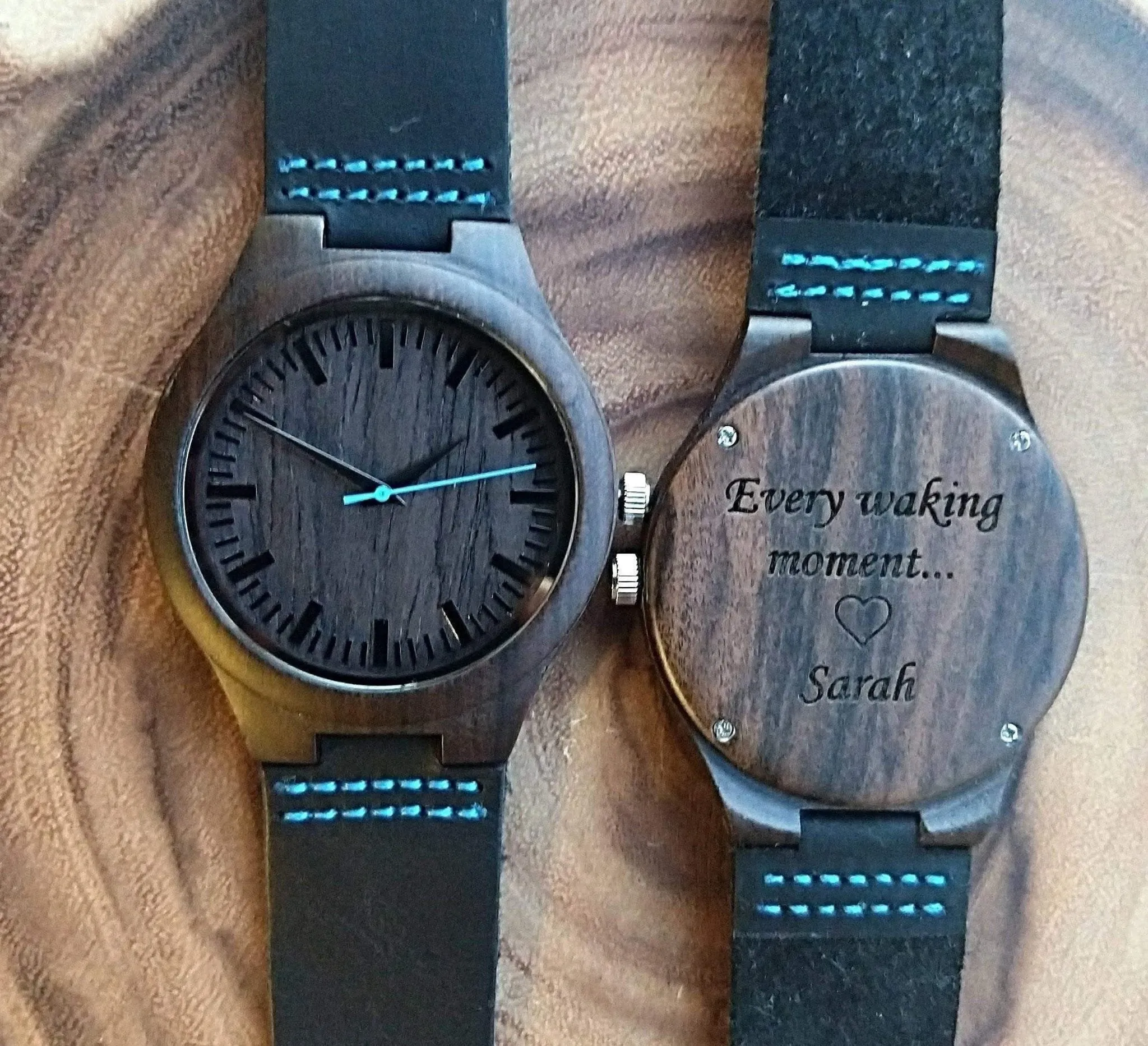 Groomsmen Set Of 8 Wooden Watches - Blue Energico