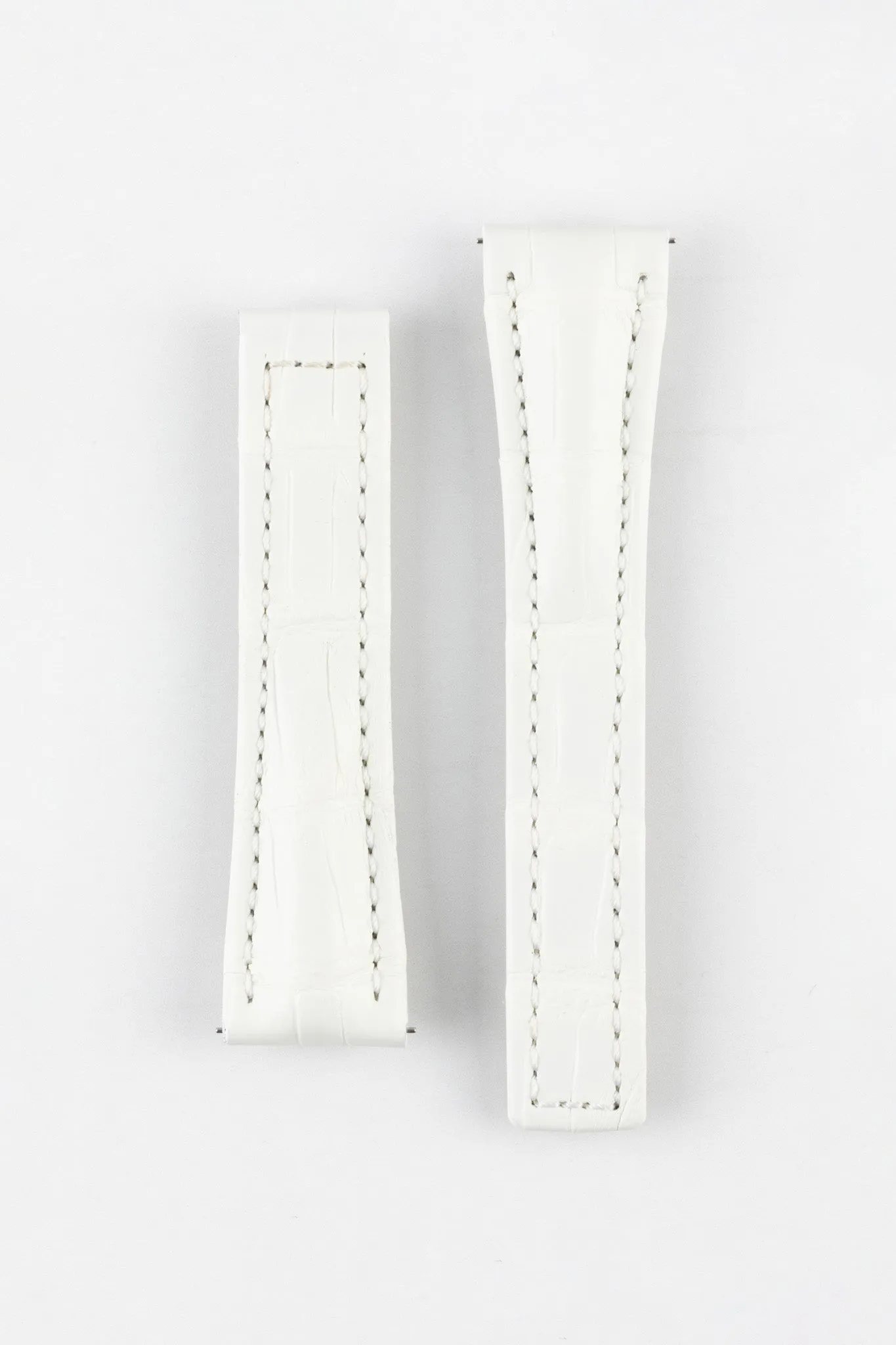 Hirsch NAVIGATOR Alligator Deployment White Leather Watch Strap