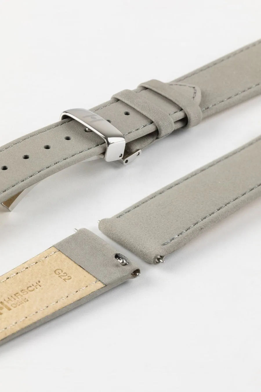 Hirsch OSIRIS Calf Leather with Nubuck Effect Watch Strap in GREY