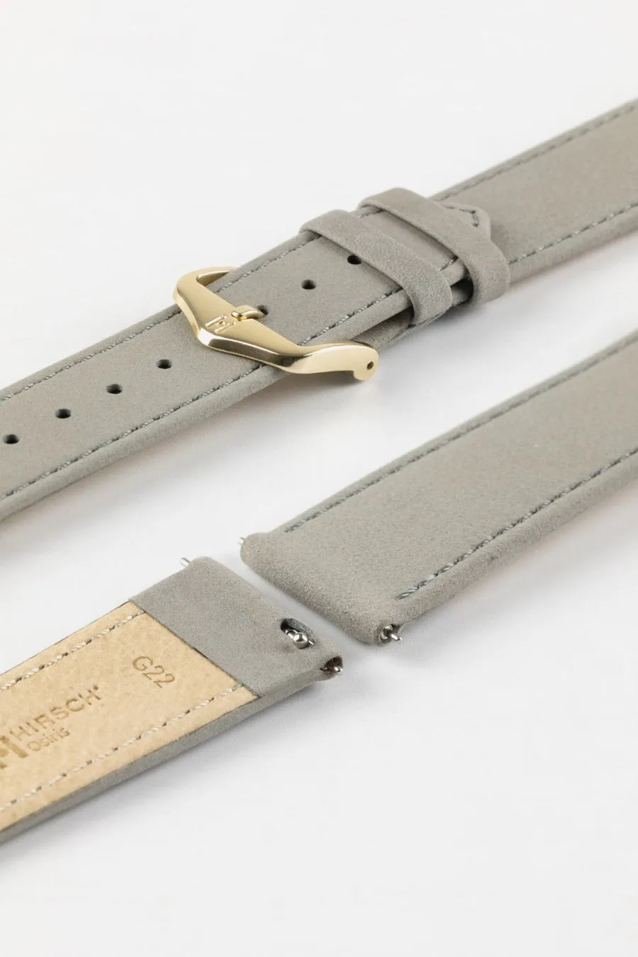 Hirsch OSIRIS Calf Leather with Nubuck Effect Watch Strap in GREY