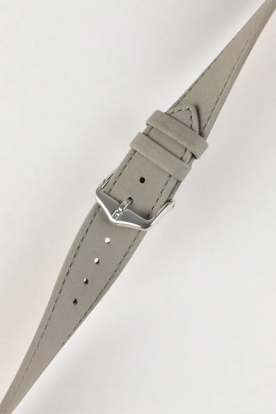 Hirsch OSIRIS Calf Leather with Nubuck Effect Watch Strap in GREY