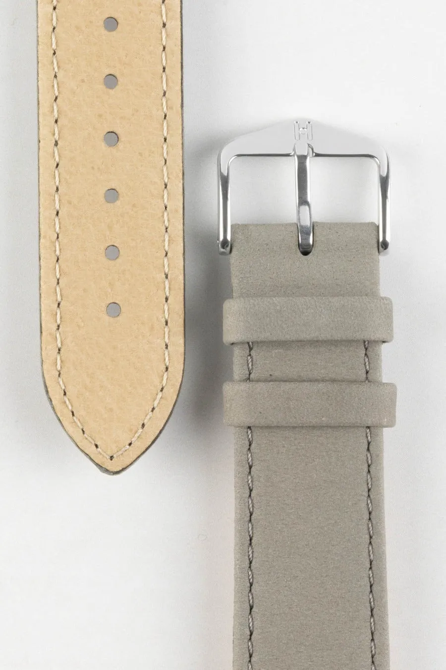Hirsch OSIRIS Calf Leather with Nubuck Effect Watch Strap in GREY