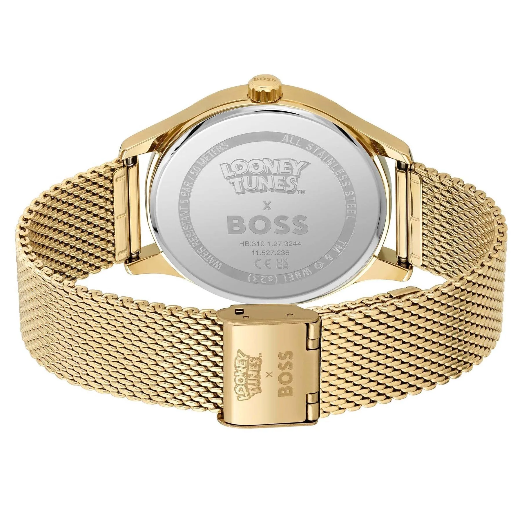 Hugo Boss Elite Bugs Bunny Gold Steel Mesh Red Dial Men's Watch 1514063