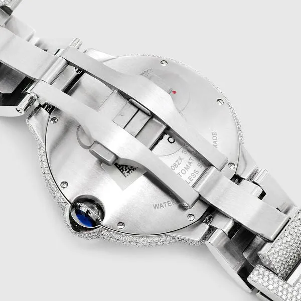 Iced Out Ballon de Cartier 42mm Stainless Steel Watch 25.2ct.