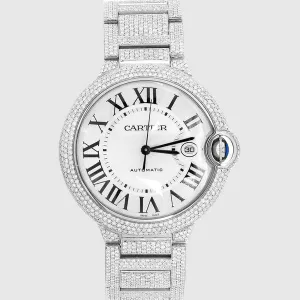 Iced Out Ballon de Cartier 42mm Stainless Steel Watch 25.2ct.
