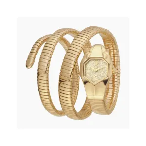 Just Cavalli Ladies Watch Three Round Snake Style Bracelet With Ip Gold Case & Dial