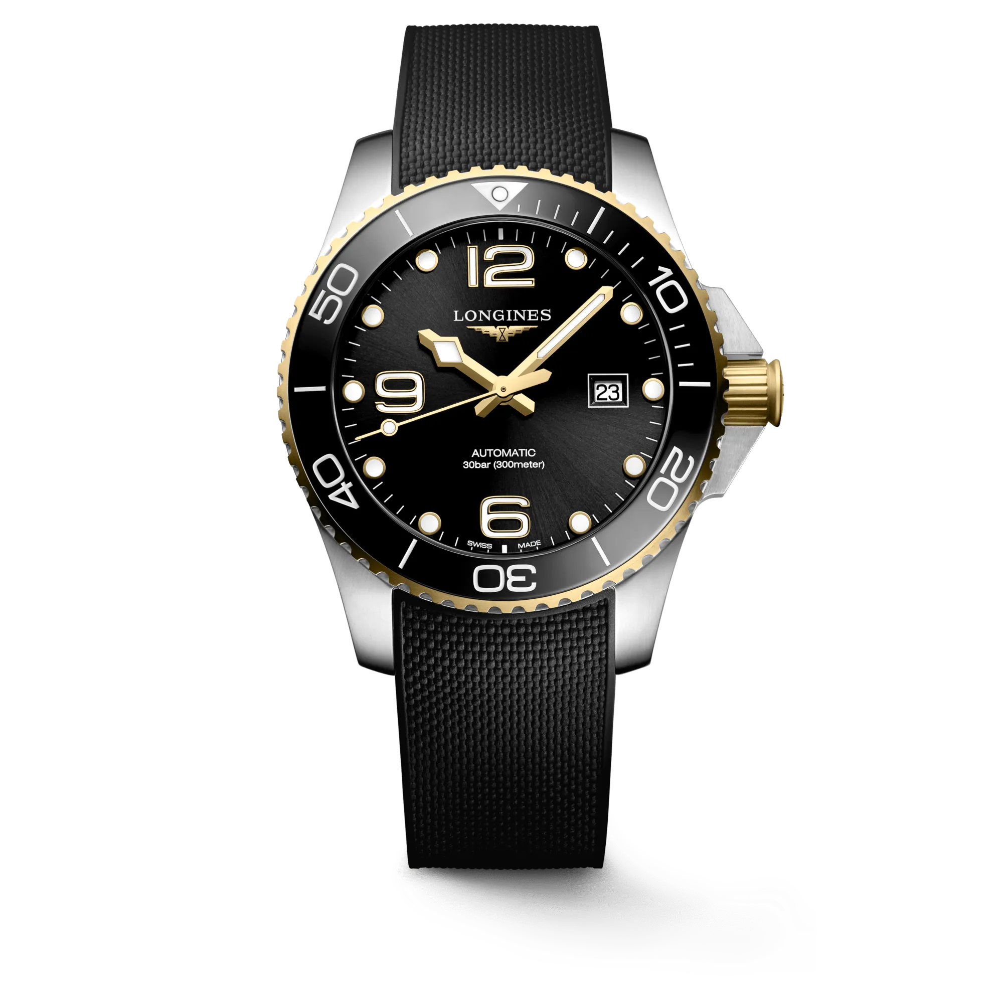Longines HydroConquest 43mm Black-Gold Rubber Strap Men's Watch L37823569
