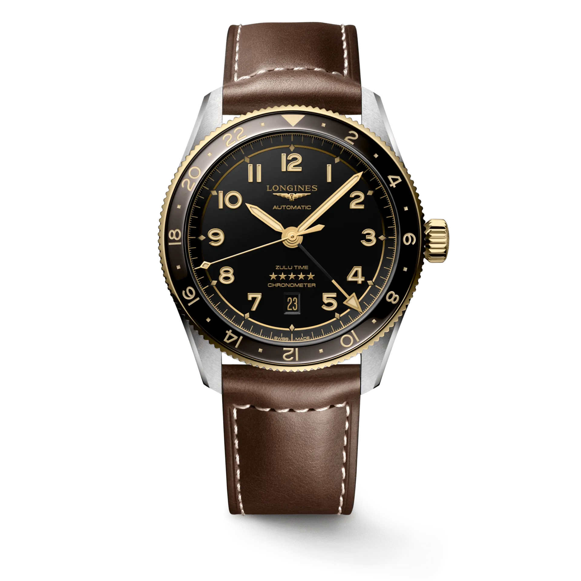 Longines Spirit Zulu Time 42mm Black Dial GMT 18K Men's Watch L38125532