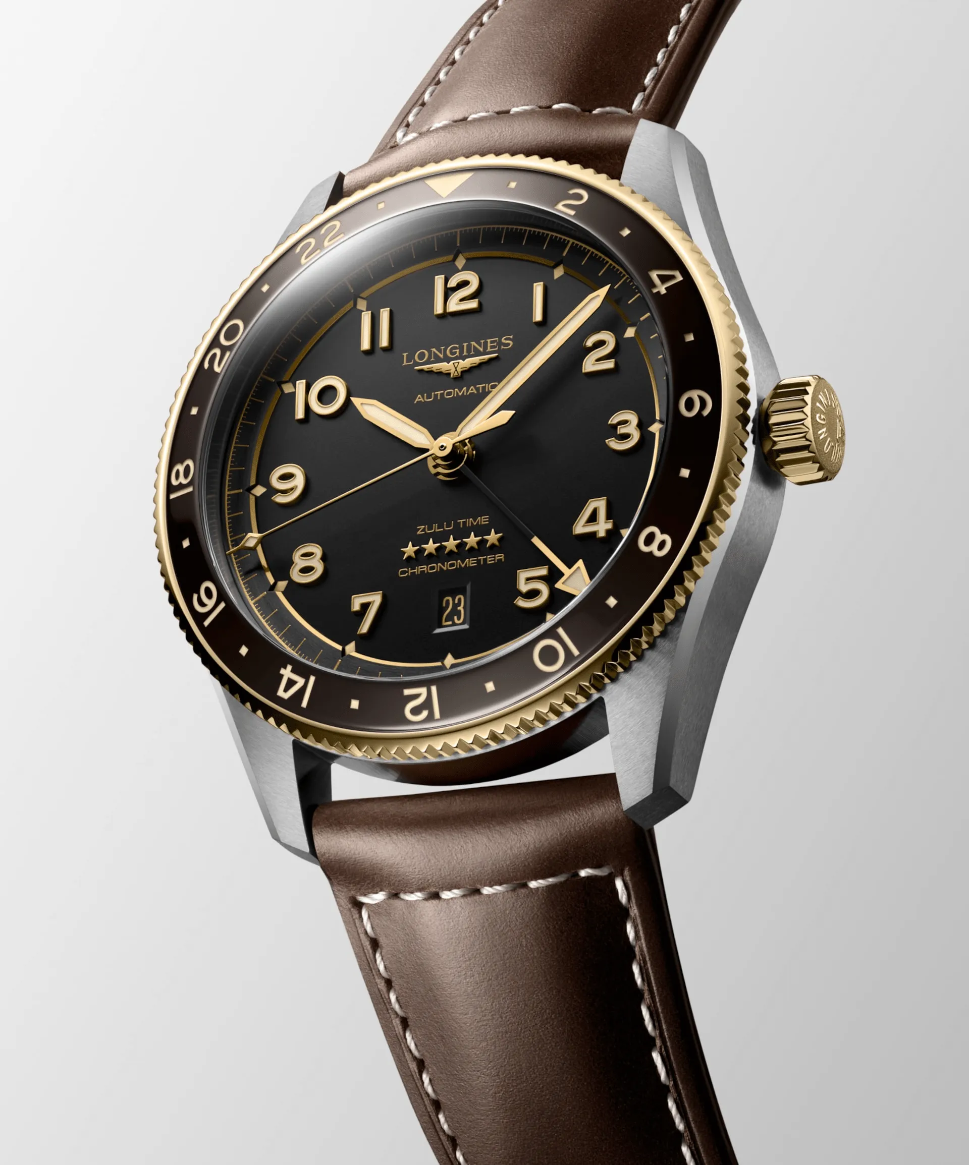 Longines Spirit Zulu Time 42mm Black Dial GMT 18K Men's Watch L38125532