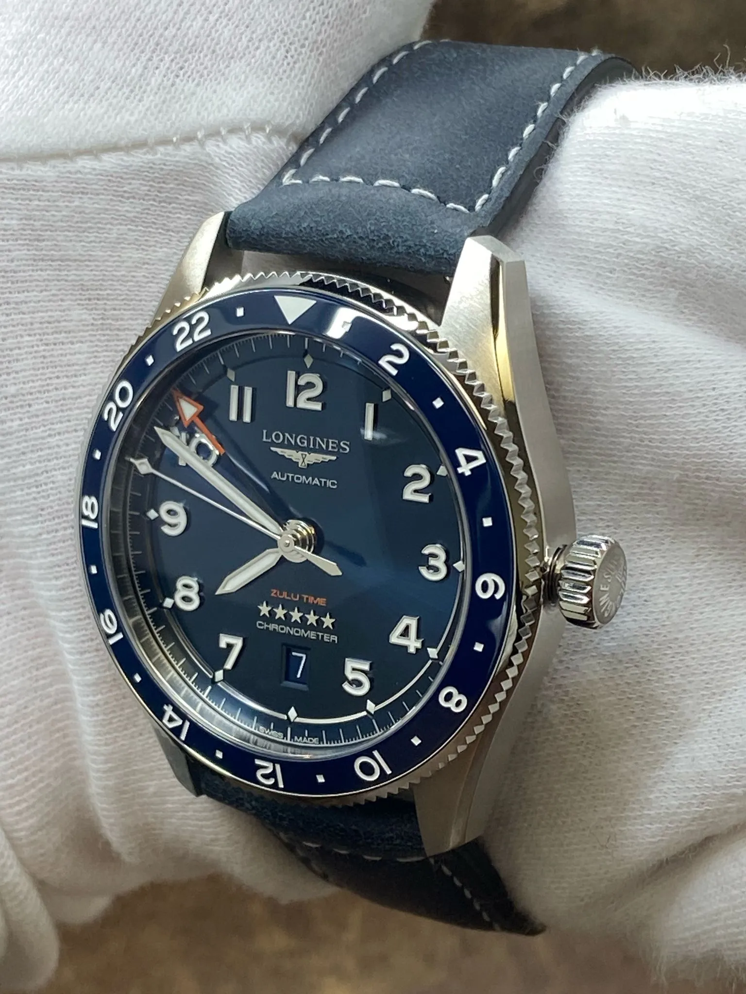Longines Spirit Zulu Time 42mm L3.812.4.93.2  Blue Dial Automatic Men's Watch