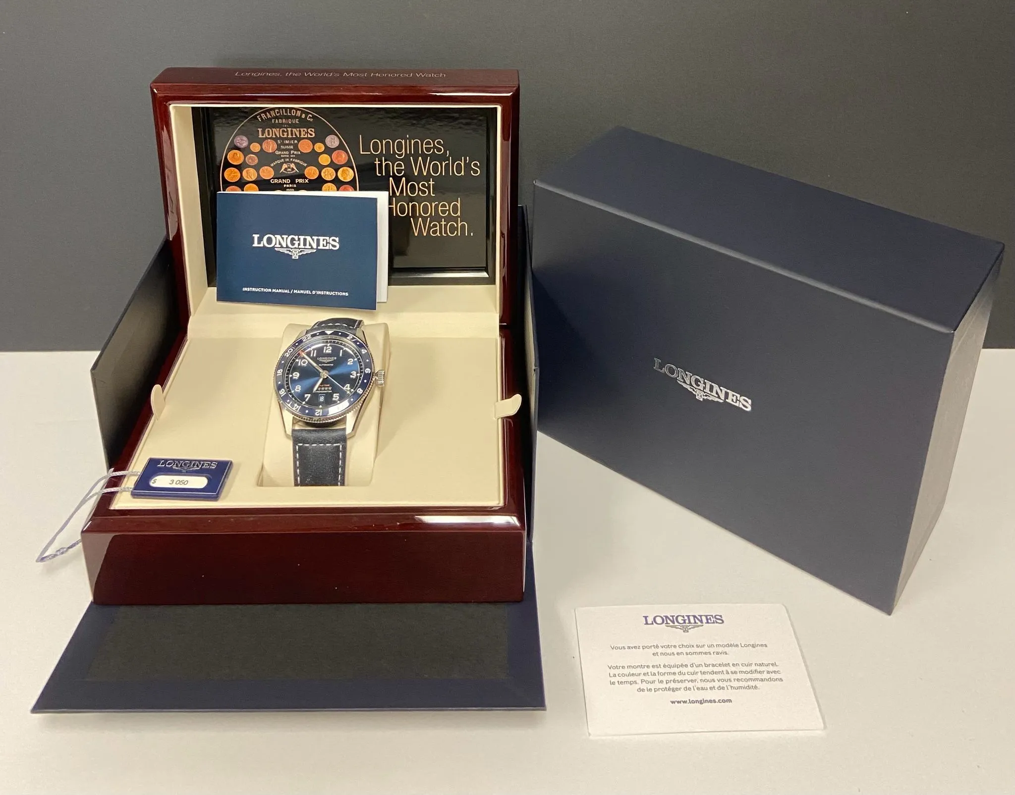 Longines Spirit Zulu Time 42mm L3.812.4.93.2  Blue Dial Automatic Men's Watch