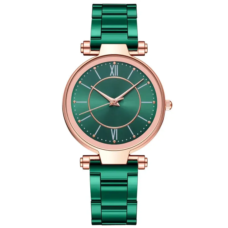 Luxury Rose Gold Stainless Steel Watches Female Classic Round Dial Quartz Watch Women Business Wristwatches Wrist Jewelry Reloj, Rose Quartz Watch for Women