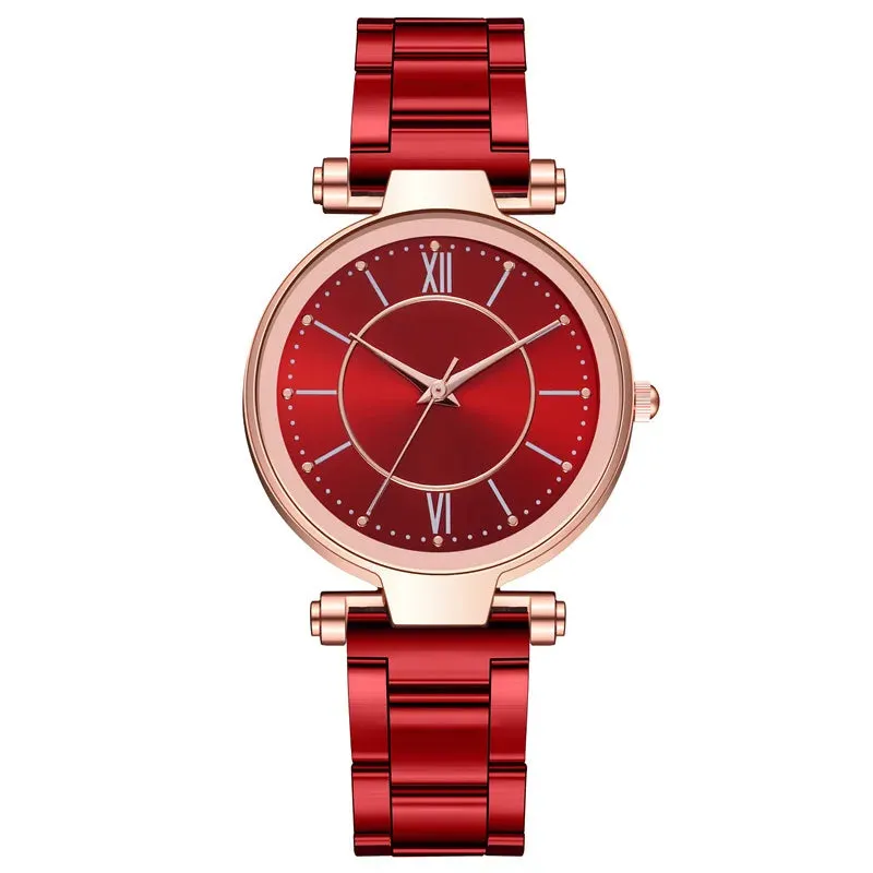 Luxury Rose Gold Stainless Steel Watches Female Classic Round Dial Quartz Watch Women Business Wristwatches Wrist Jewelry Reloj, Rose Quartz Watch for Women