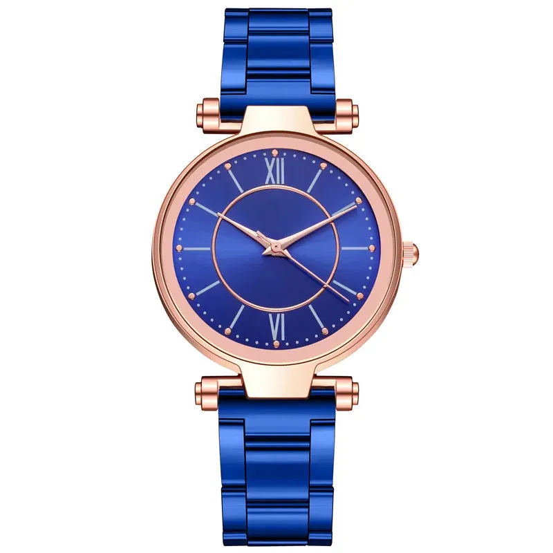 Luxury Rose Gold Stainless Steel Watches Female Classic Round Dial Quartz Watch Women Business Wristwatches Wrist Jewelry Reloj, Rose Quartz Watch for Women