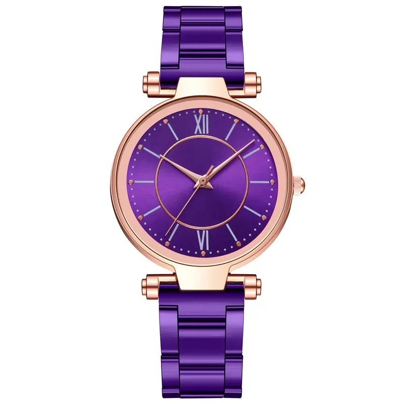 Luxury Rose Gold Stainless Steel Watches Female Classic Round Dial Quartz Watch Women Business Wristwatches Wrist Jewelry Reloj, Rose Quartz Watch for Women