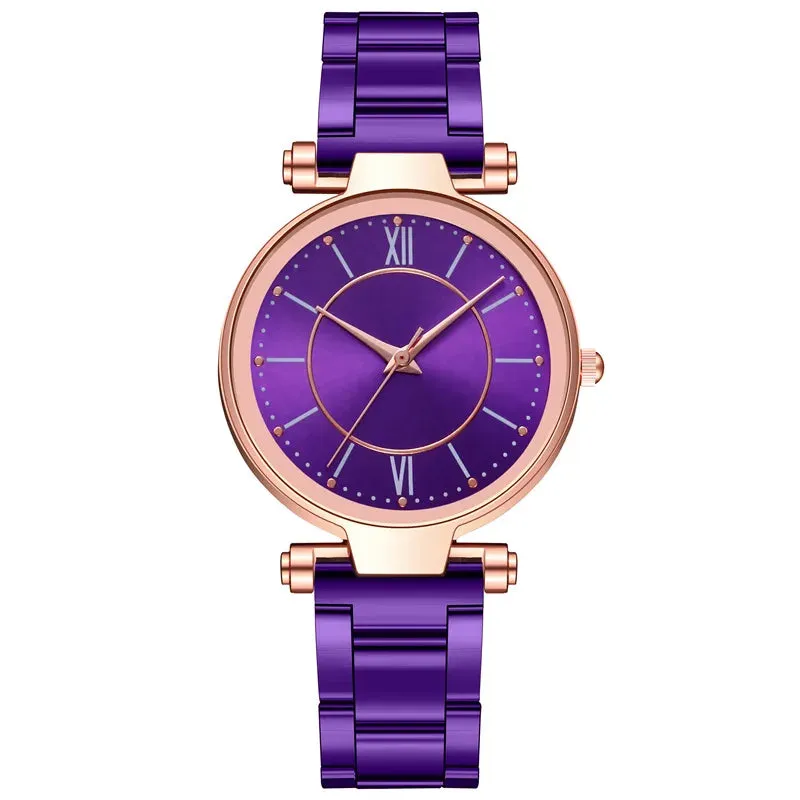 Luxury Rose Gold Stainless Steel Watches Female Classic Round Dial Quartz Watch Women Business Wristwatches Wrist Jewelry Reloj, Rose Quartz Watch for Women