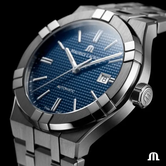 Maurice Lacroix AIKON Automatic 42mm Blue Dial   Extra Strap Men's Watch AI6008-SS002-430-2