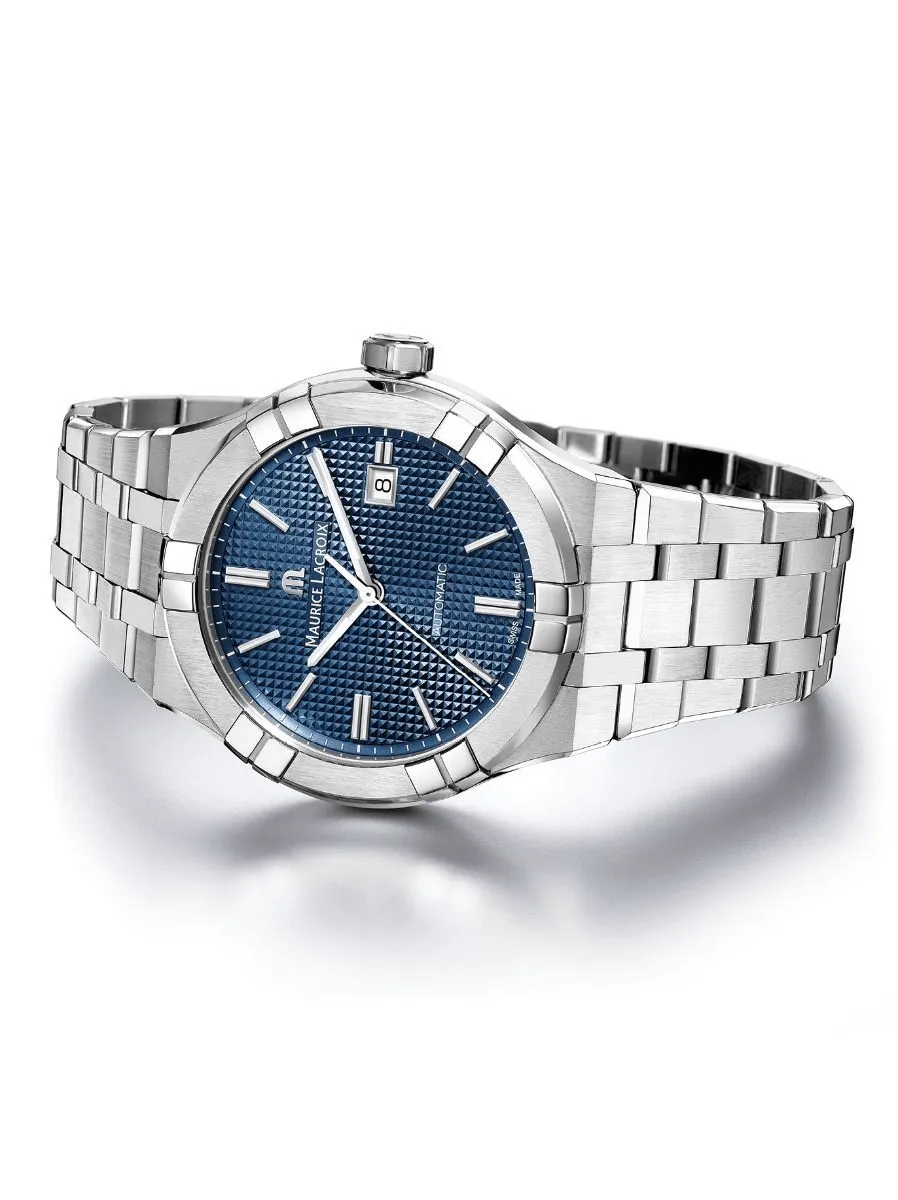 Maurice Lacroix AIKON Automatic 42mm Blue Dial   Extra Strap Men's Watch AI6008-SS002-430-2