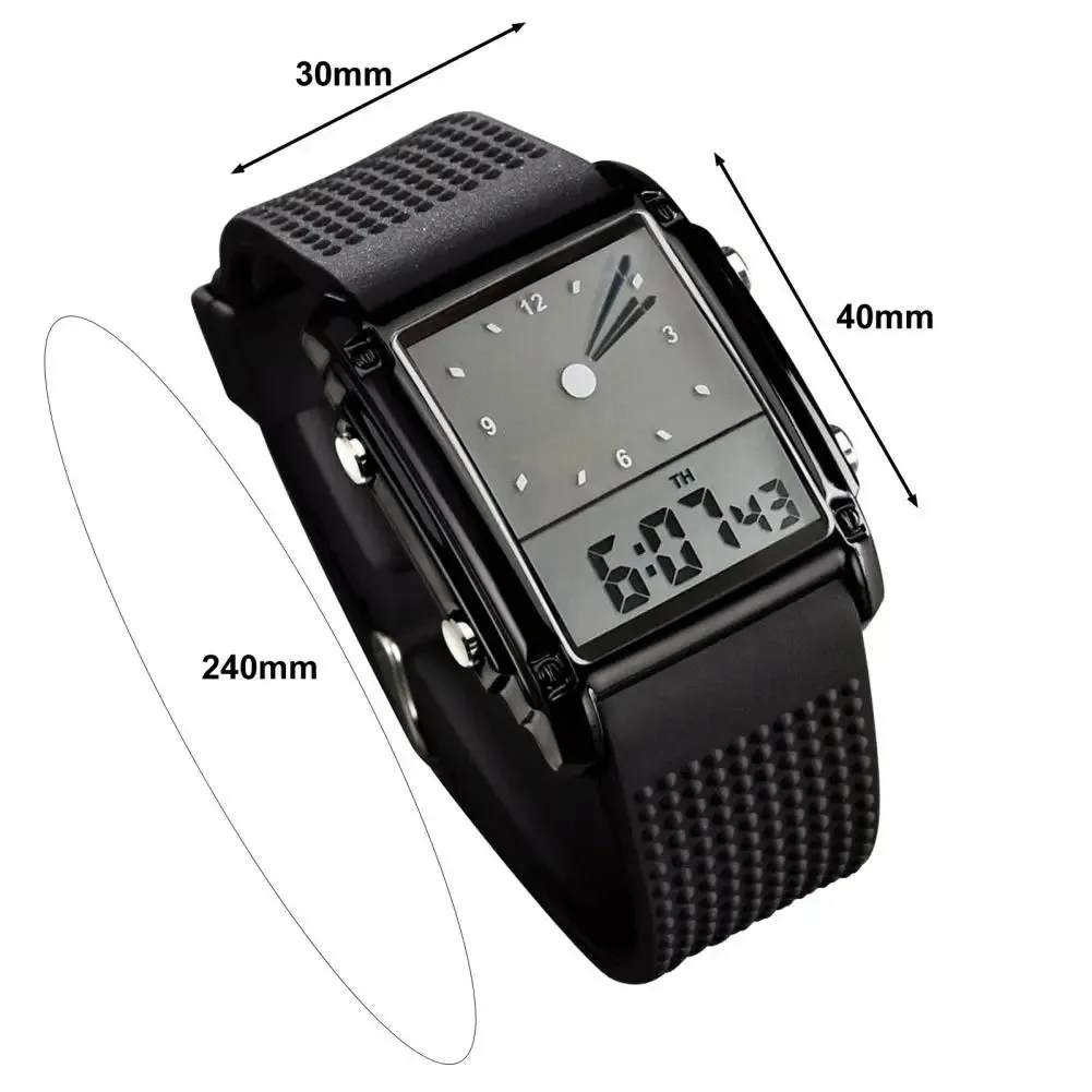 Men Electronic Watch LED Adjustable Strap Waterproof Night Light High Accuracy Legible Decorative Couple Sports Wristwatch