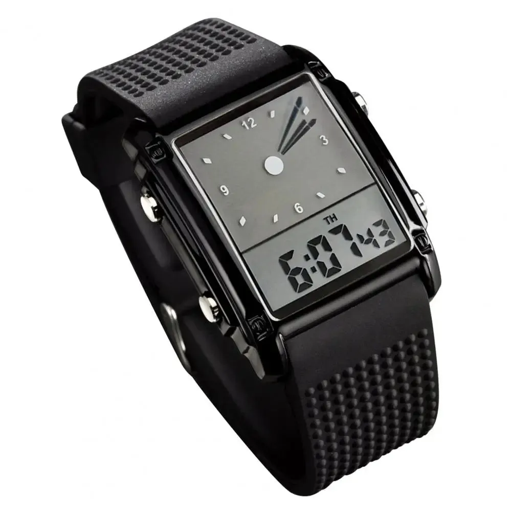 Men Electronic Watch LED Adjustable Strap Waterproof Night Light High Accuracy Legible Decorative Couple Sports Wristwatch