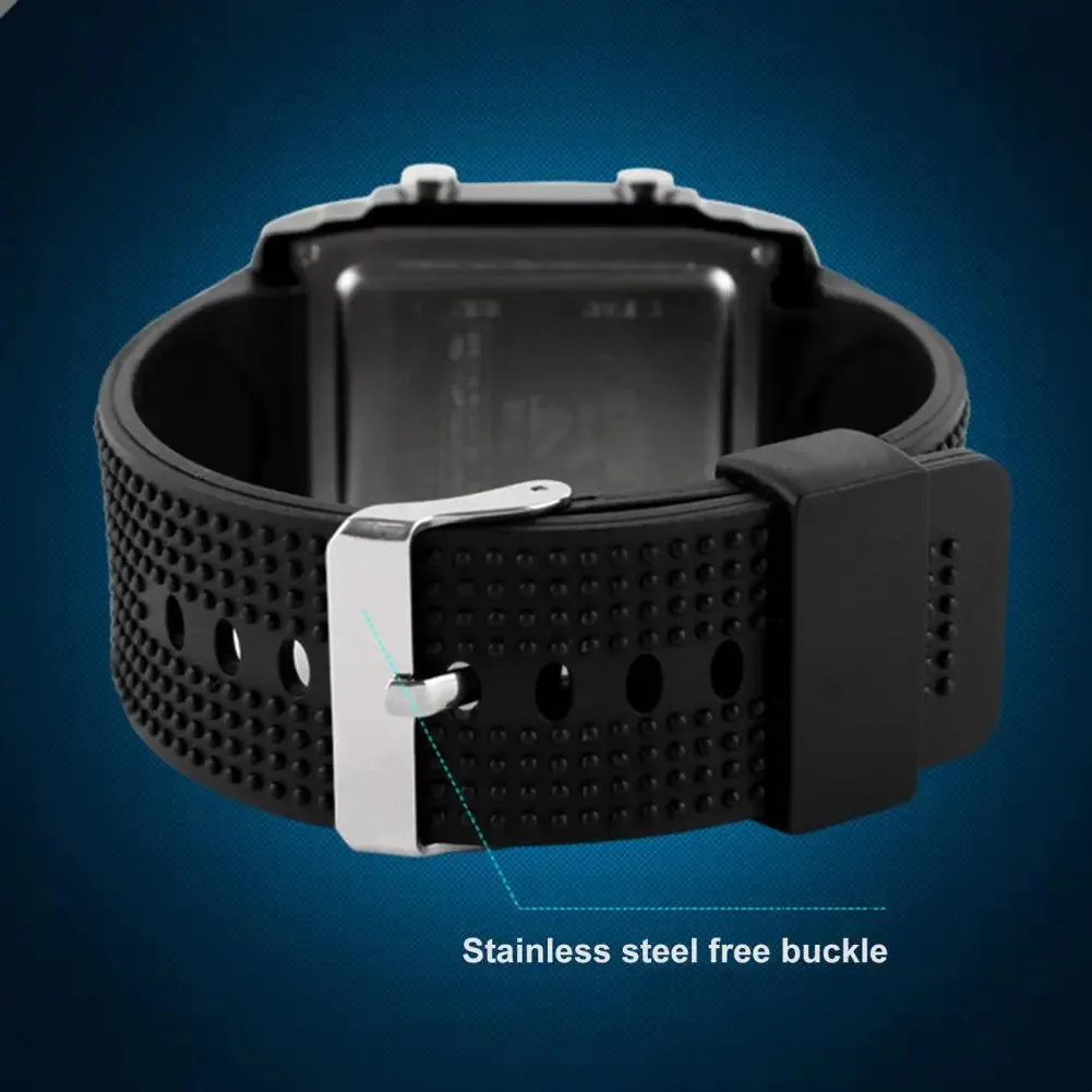 Men Electronic Watch LED Adjustable Strap Waterproof Night Light High Accuracy Legible Decorative Couple Sports Wristwatch