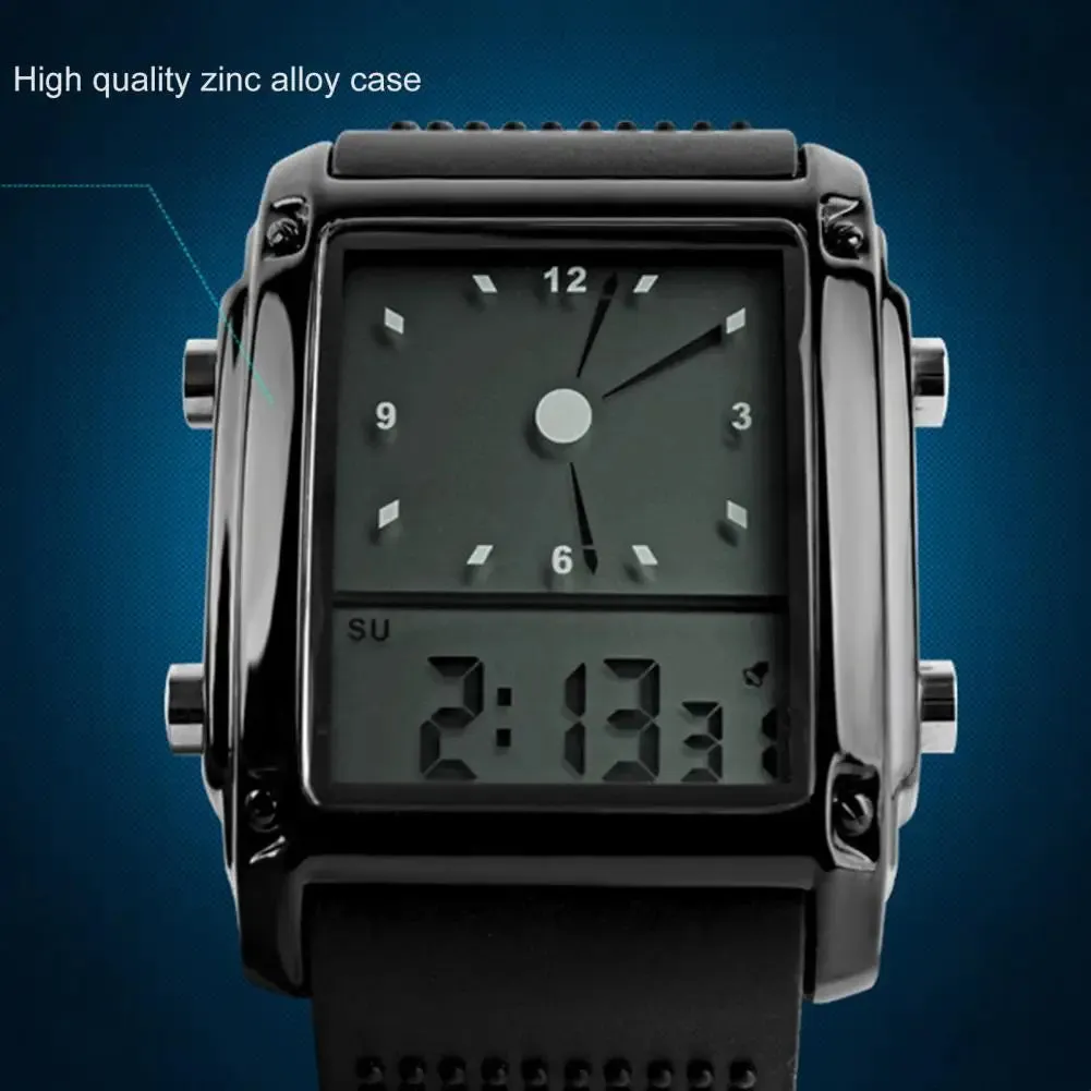 Men Electronic Watch LED Adjustable Strap Waterproof Night Light High Accuracy Legible Decorative Couple Sports Wristwatch