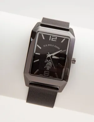 MEN'S SQUARE FACE MESH STRAP WATCH