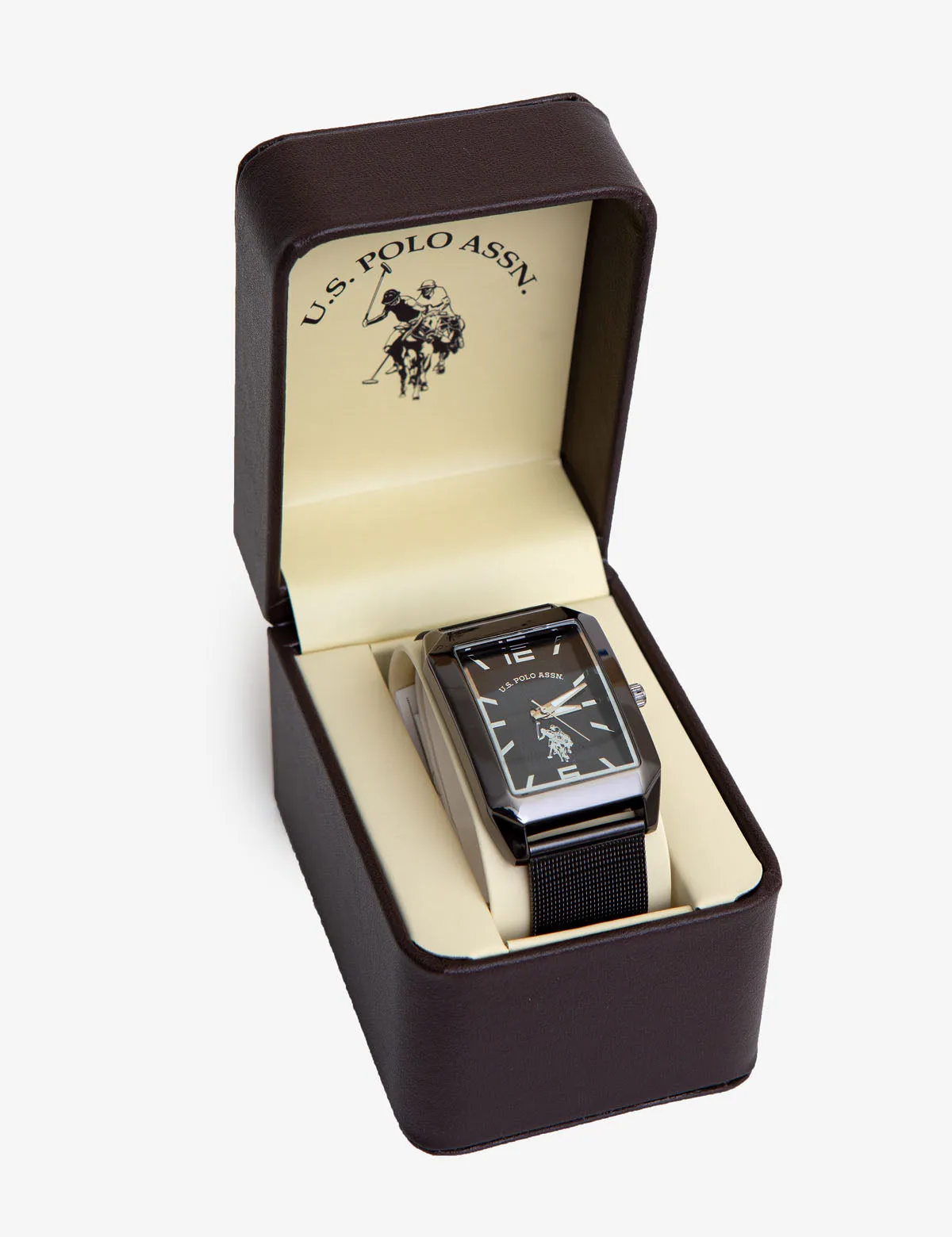 MEN'S SQUARE FACE MESH STRAP WATCH