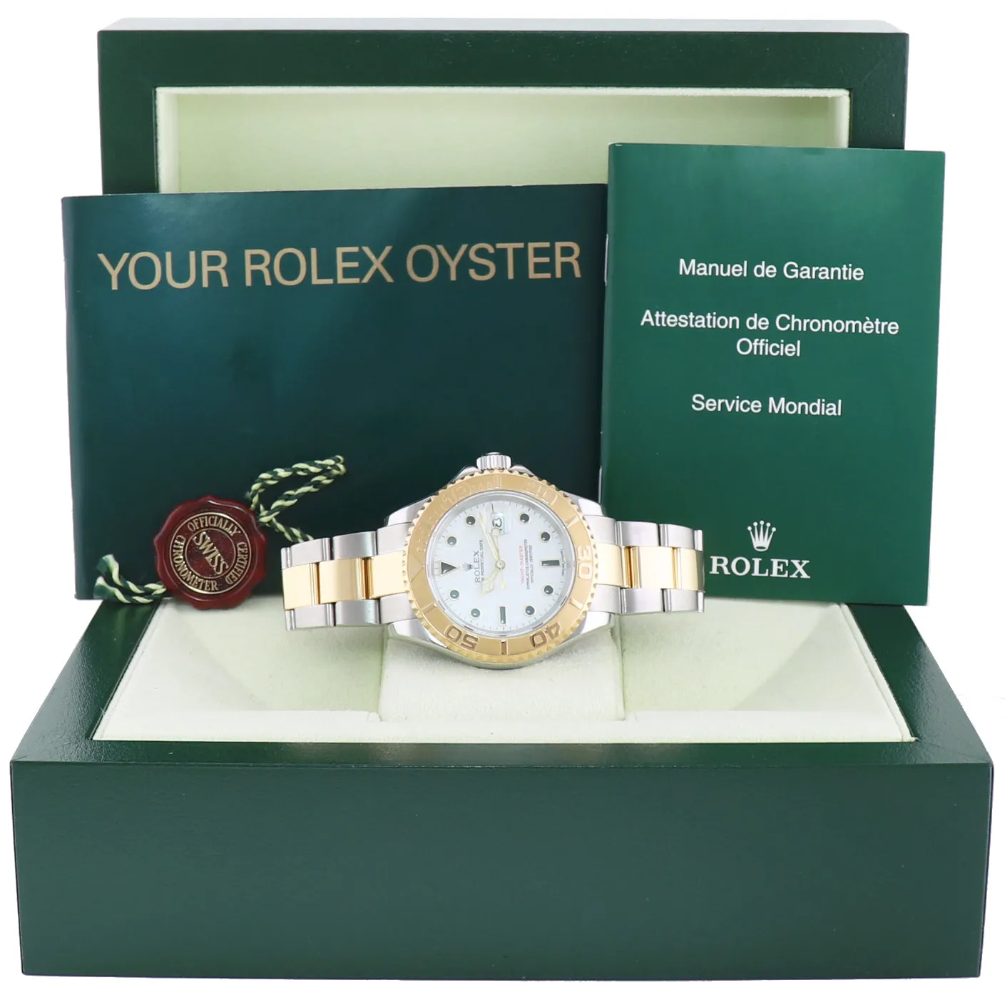 MINT 2005 Rolex 16623 Two Tone Yellow Gold Steel Yachtmaster Champagne Watch Box