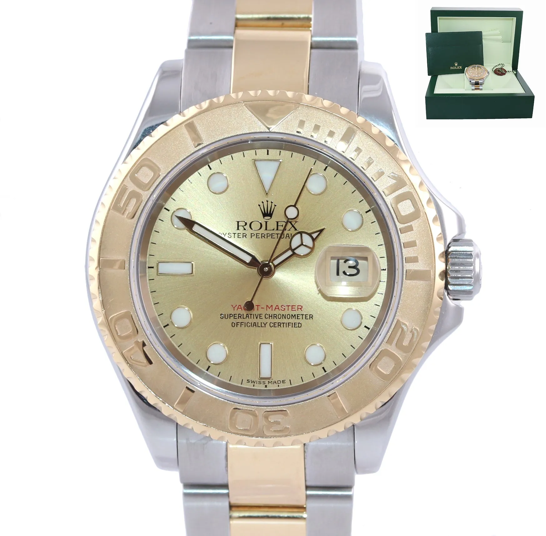 MINT 2007 Rolex Yacht-Master 18k Gold Two Tone Champagne Dial 16623 Watch Box