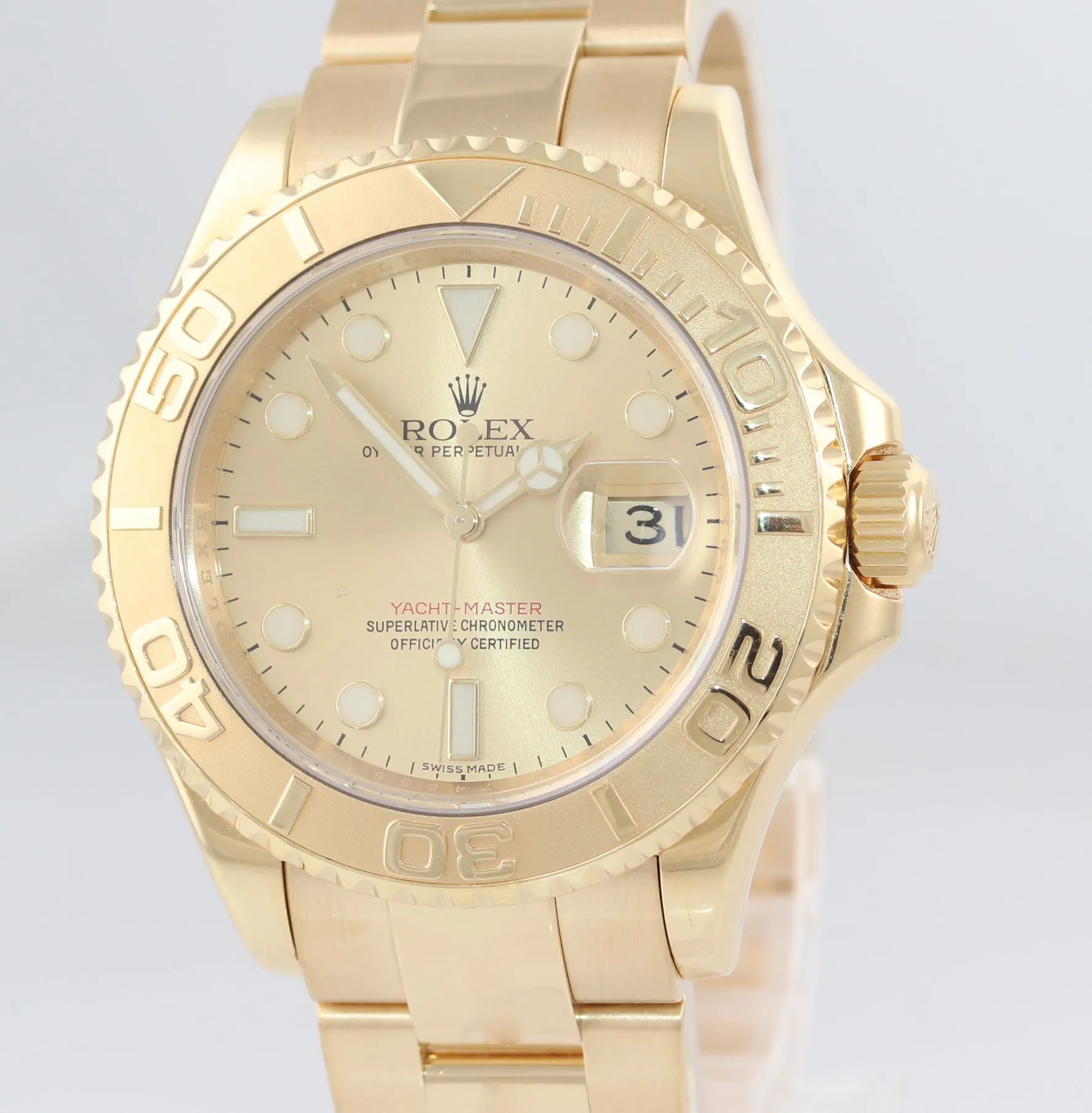 MINT 2008 WARRANTY CARD Rolex Yacht-Master 16628 Champagne Gold 40mm Watch Box