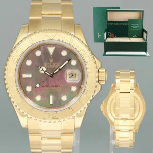 MINT DARK MOP Mother of Pearl Rolex Yacht-Master Yellow Gold 16628 40mm Watch Box