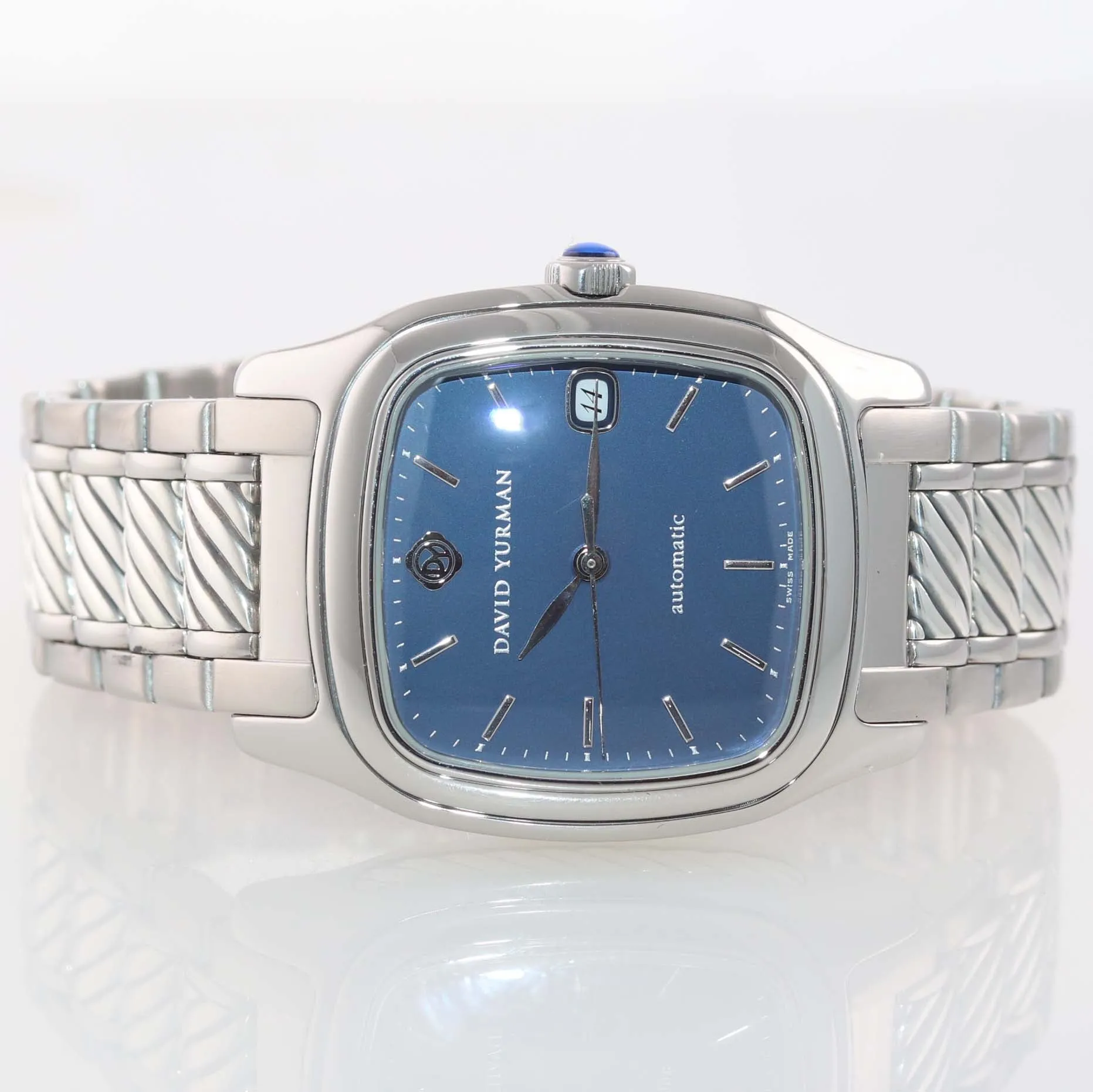 MINT David Yurman Steel Thoroughbred Blue Automatic Date 35mm Watch T301-LST