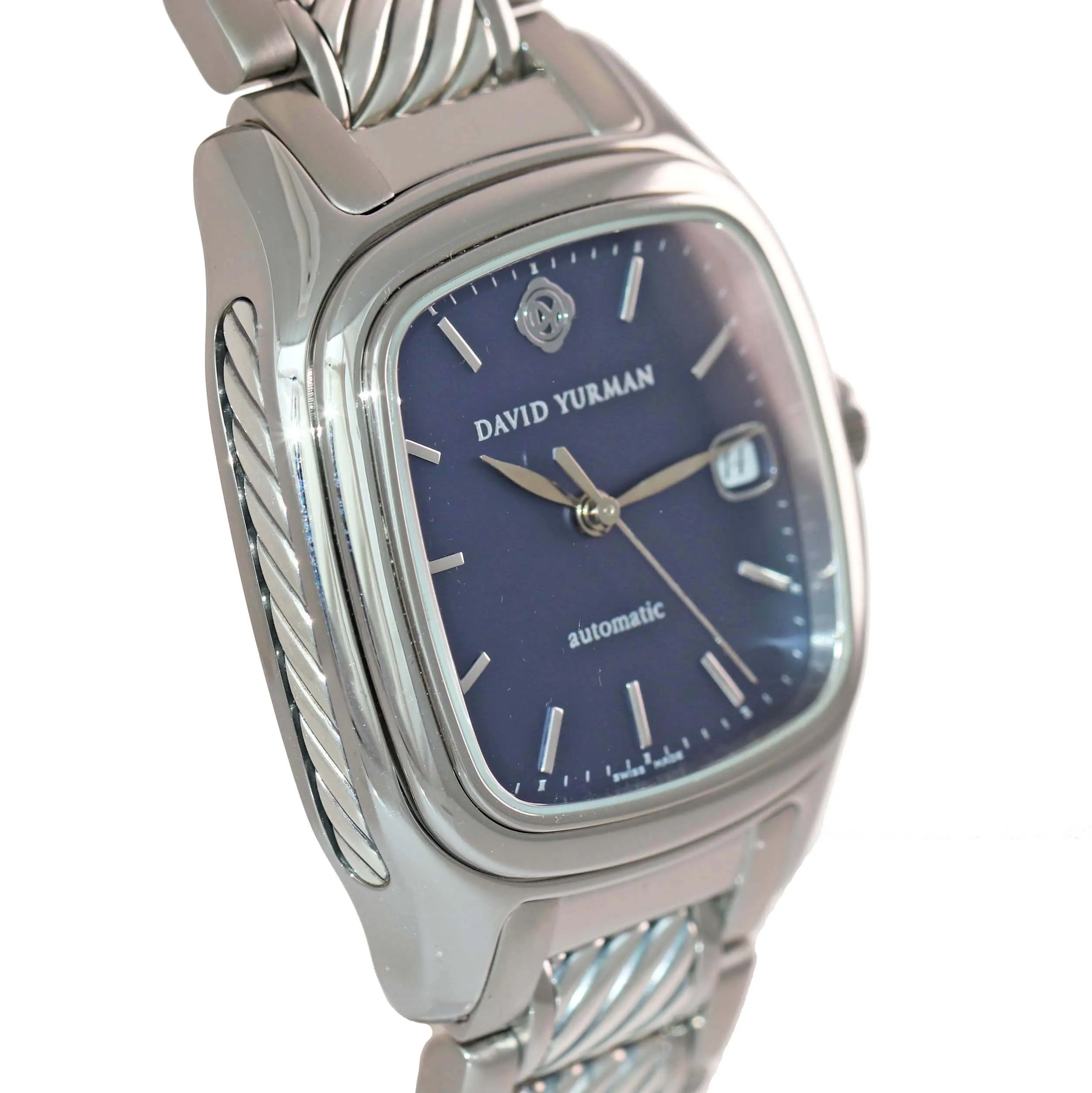 MINT David Yurman Steel Thoroughbred Blue Automatic Date 35mm Watch T301-LST