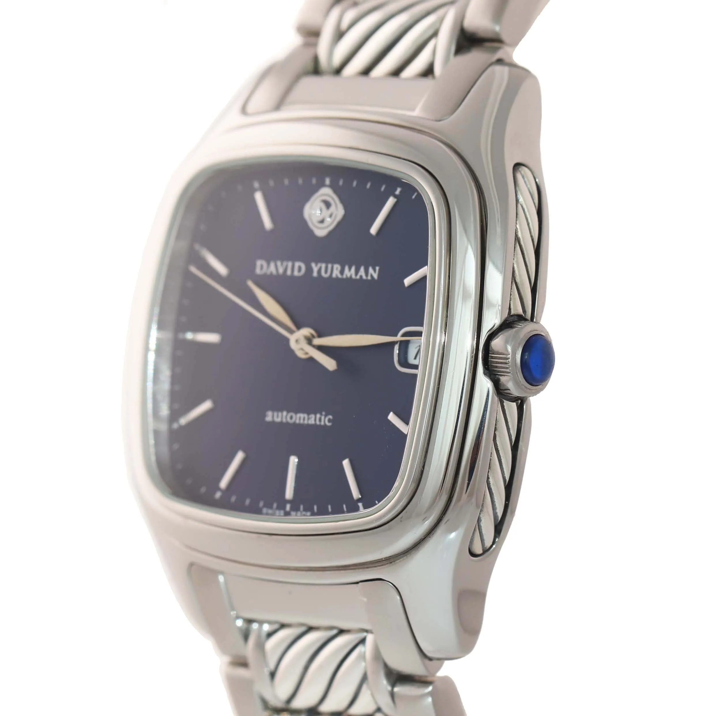 MINT David Yurman Steel Thoroughbred Blue Automatic Date 35mm Watch T301-LST