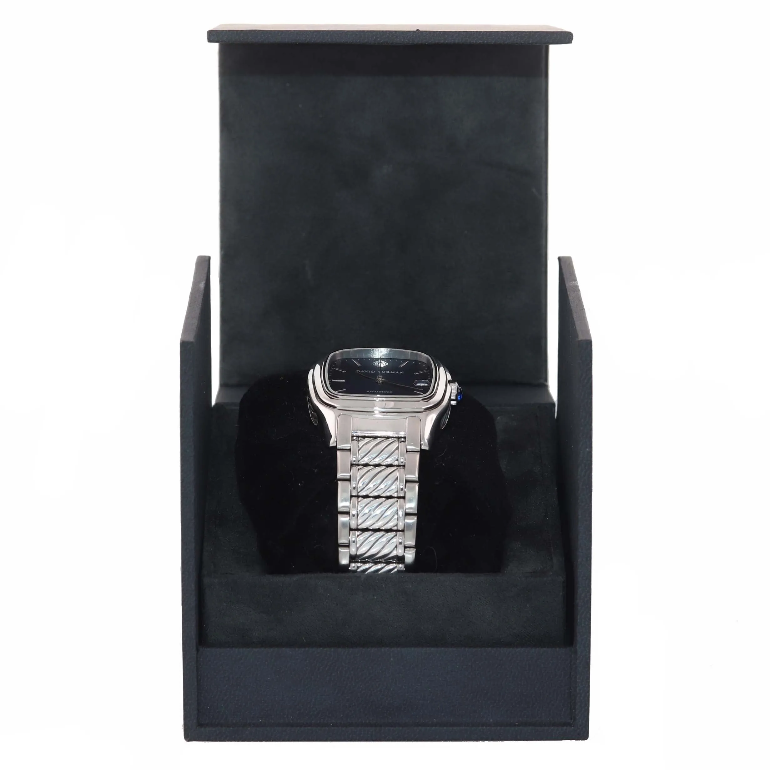 MINT David Yurman Steel Thoroughbred Blue Automatic Date 35mm Watch T301-LST