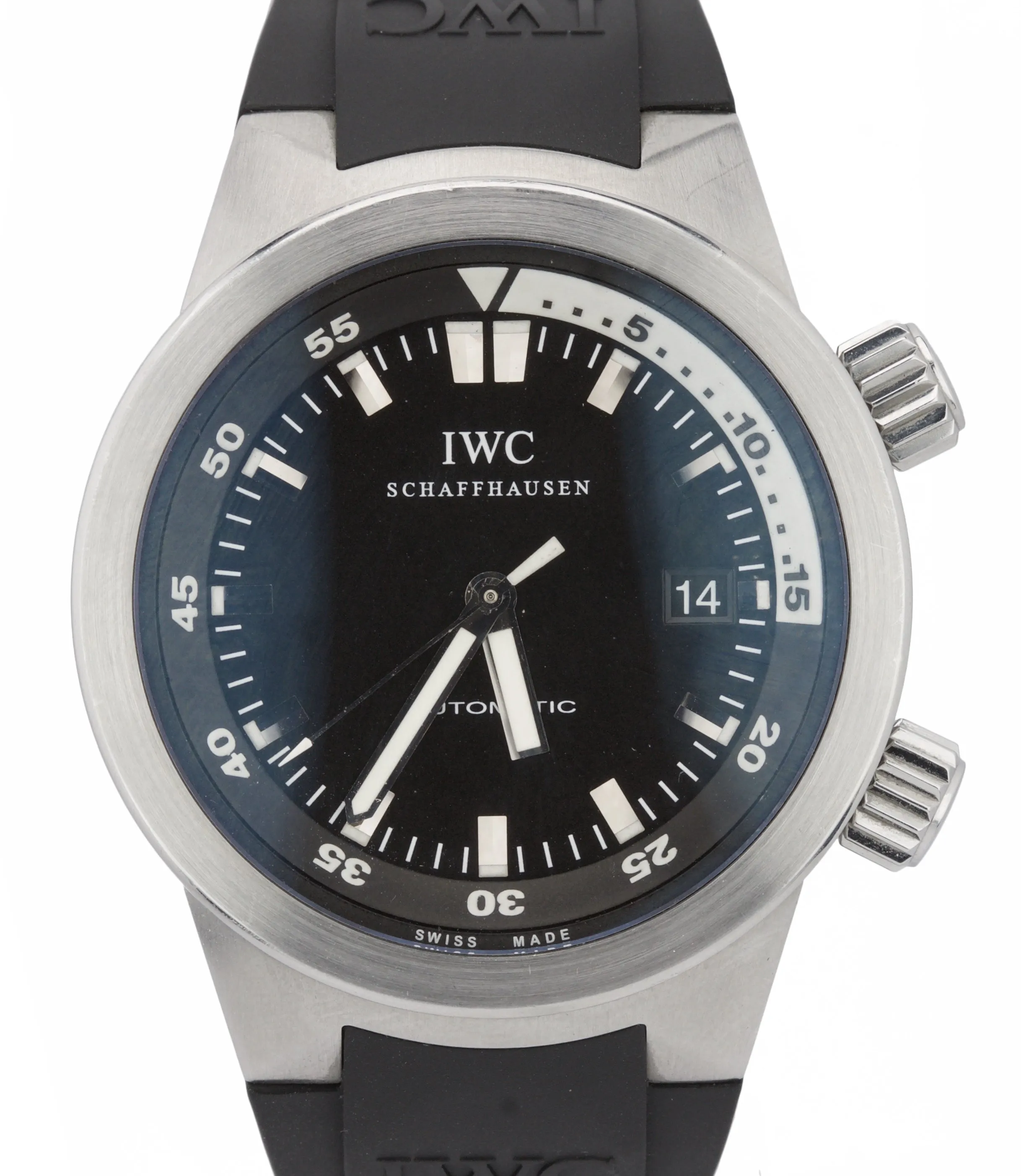 MINT IWC Aquatimer Automatic Black 42mm 3548 IW354807 3548-07 Steel Watch