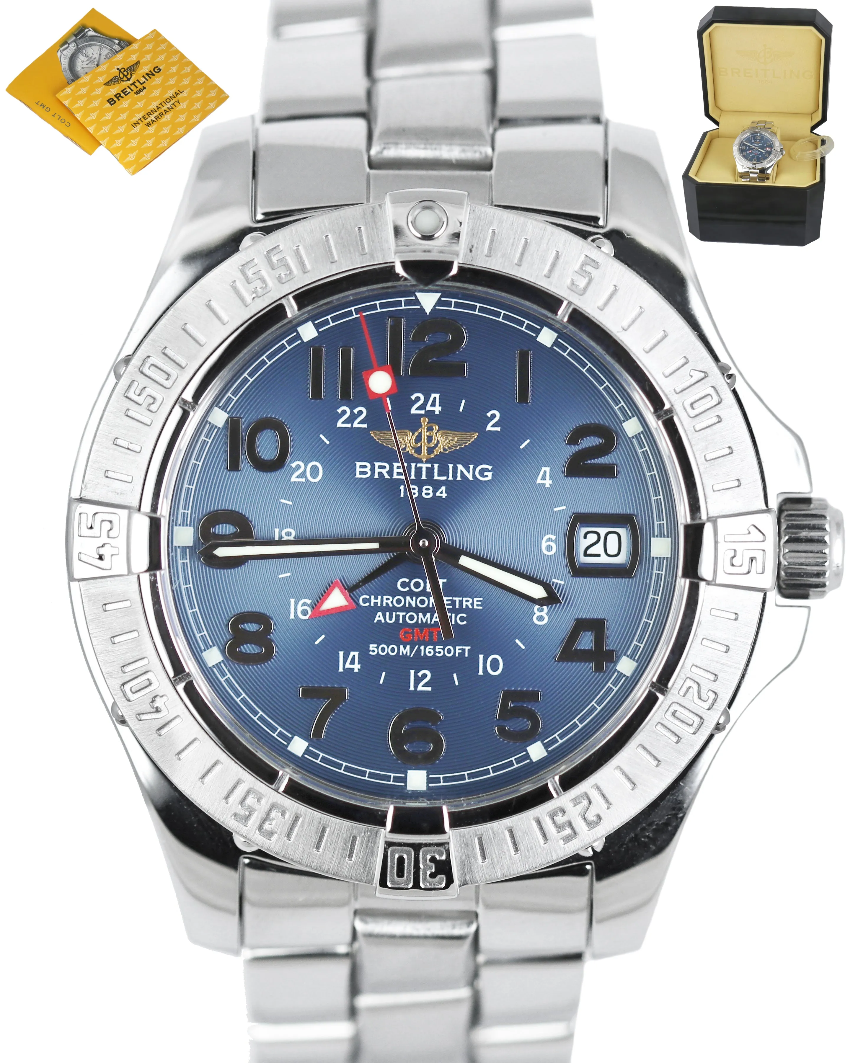 MINT Men's Breitling Colt GMT Stainless Steel Blue 40mm Dial Automatic A32350