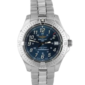 MINT Men's Breitling Colt Ocean Date 500M Stainless Blue Quartz Watch A64350