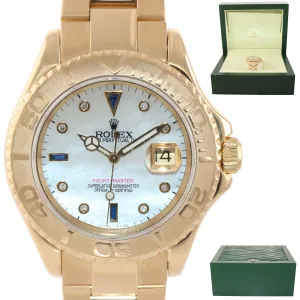 MINT MOP DIAMOND Dial Rolex Yacht-Master 18k Yellow Gold 16628 40mm Watch & Box