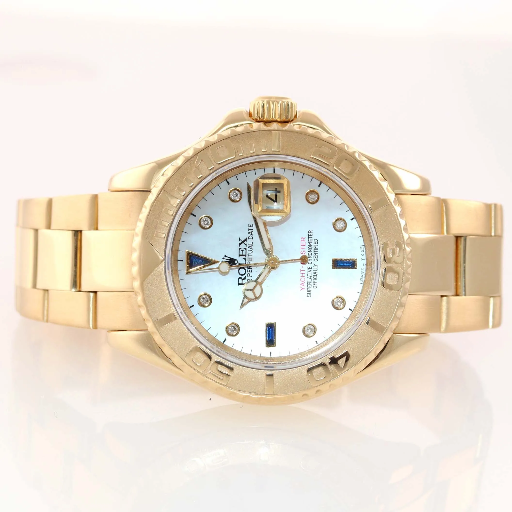 MINT MOP DIAMOND Dial Rolex Yacht-Master 18k Yellow Gold 16628 40mm Watch & Box