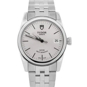 MINT PAPERS Tudor Glamour Date 36mm SILVER Stainless Steel 55000 Watch BOX
