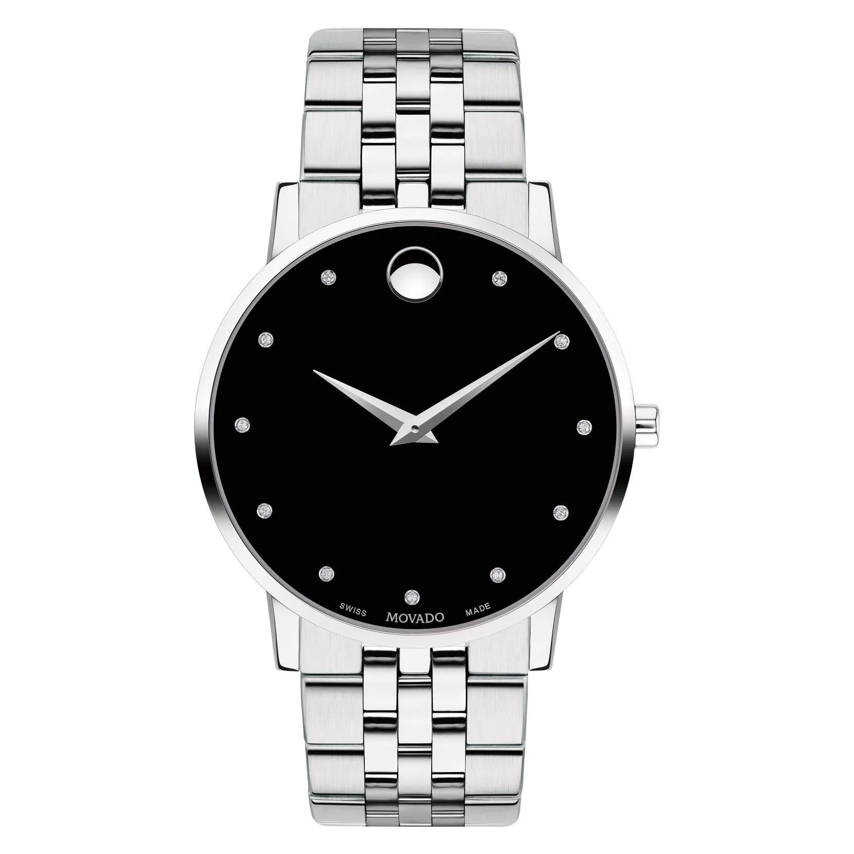 Movado Museum Classic Men's Stainless Steel Diamond and Black Dial Watch