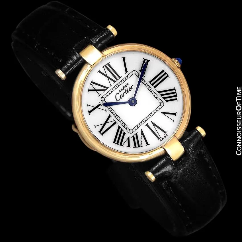 Must De Cartier Vendome  Mens Midsize Unisex Vermeil Watch - 18K Gold Over Sterling Silver