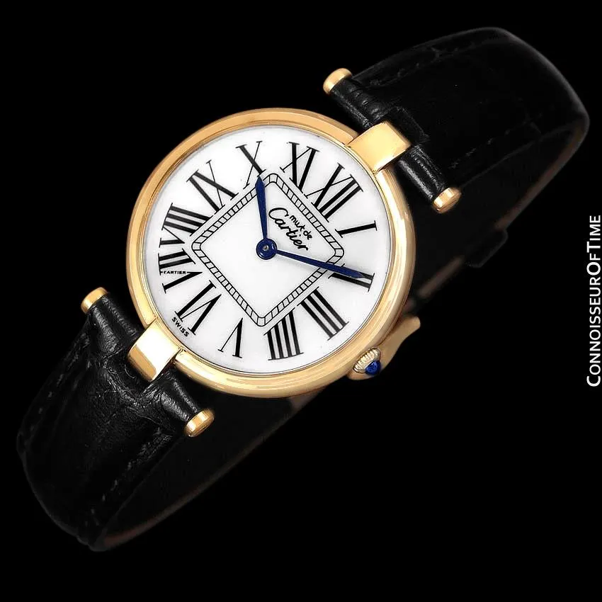 Must De Cartier Vendome  Mens Midsize Unisex Vermeil Watch - 18K Gold Over Sterling Silver