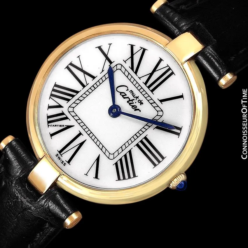 Must De Cartier Vendome  Mens Midsize Unisex Vermeil Watch - 18K Gold Over Sterling Silver