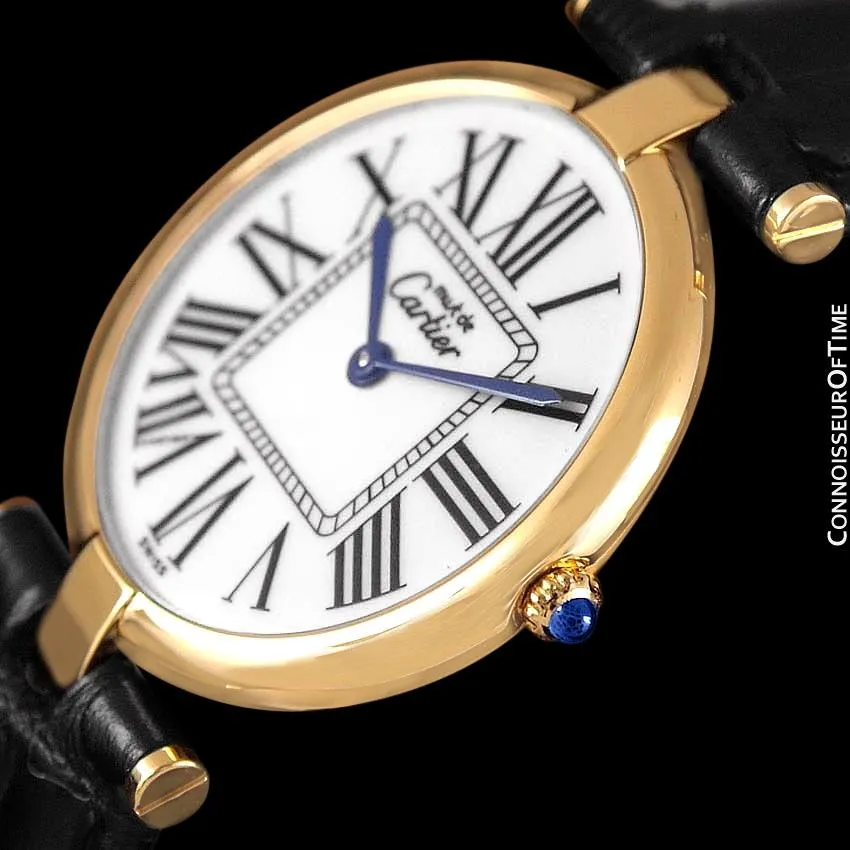 Must De Cartier Vendome  Mens Midsize Unisex Vermeil Watch - 18K Gold Over Sterling Silver