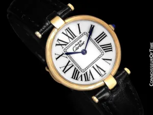 Must De Cartier Vendome  Mens Midsize Unisex Vermeil Watch - 18K Gold Over Sterling Silver